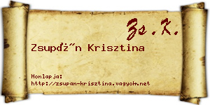 Zsupán Krisztina névjegykártya
